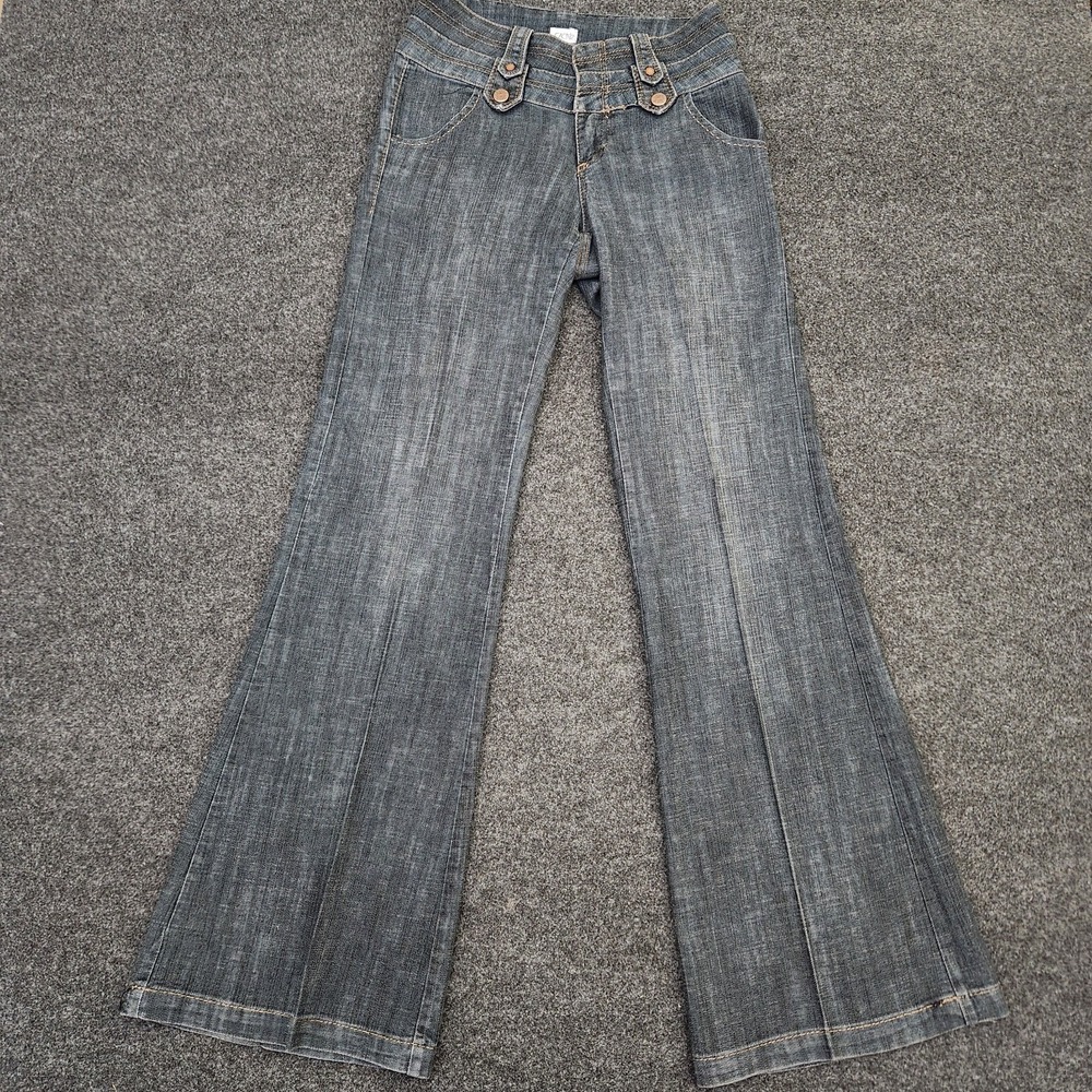 Vintage Y2k Cache Womens 6 Blue Faded Dark Wash Flare Leg Jeans Mall Goth
